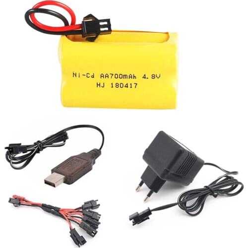 4.8V 700mAh Ni-CD Rechargeable Battery and Charger Set For Rc toys Cars Tanks Robots Boats Guns NICD 4*AA 4.8 v Battery T model