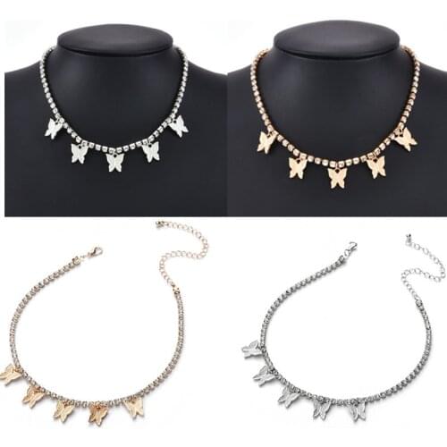 KSRA Charm Crystal Butterfly Necklaces & Pendants Jewelry Gift For Women Girls Pendant Necklace Colar De Senhora Wholesale