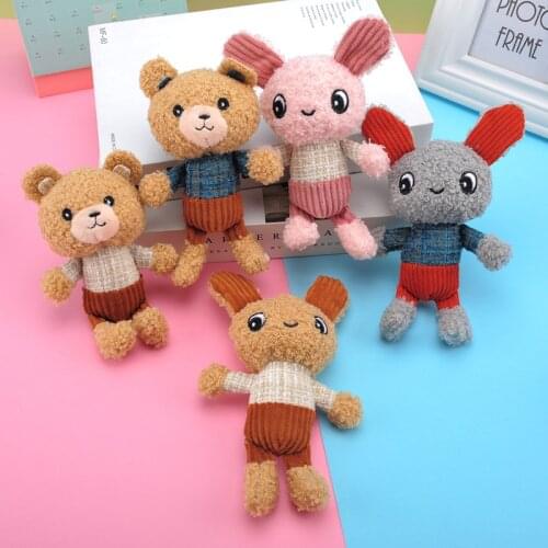 16cm Teddy Bear Rabbit Plush Toy Keychain Pendant Doll Clothing Backpack Accessories Gift Birthday Wedding Party Decoration