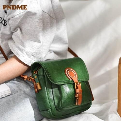 PNDME fashion luxury high-quality natural cowhide mini ladies small bag daily outdoor party Genuine Leather one-shoulder bag