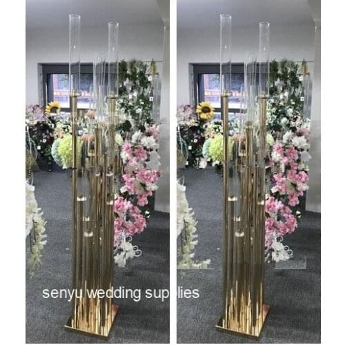 Tall gold metal wedding flower stand centerpieces for decoration senyu0412