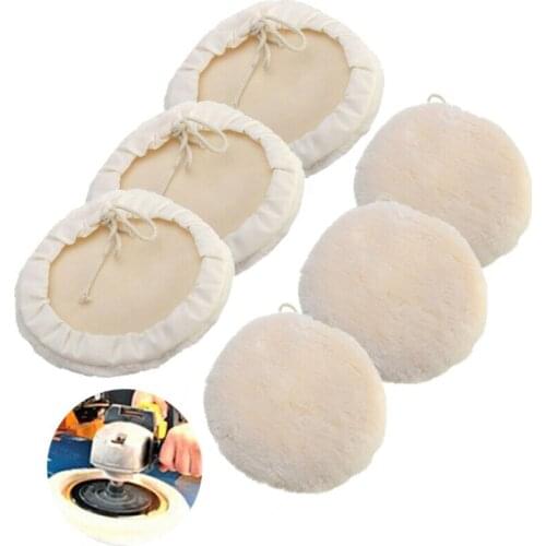 Polishing Pad 6Pcs 5inch6inch Car Wool Bonnet Buffing Wheel Pad Buffer Polishing Polisher For Car Polisher Compound Polishing