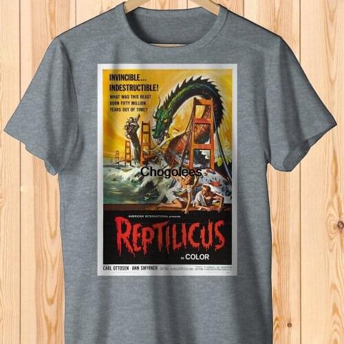 Reptilicus Retro Movie Poster Art Shirt Cult Classic Tshirt Sea Monster Tee Sci Fi Art Vintage Womens Graphic Tee Horror Movie