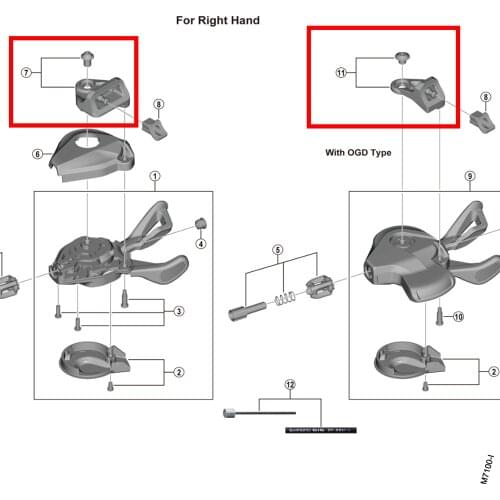 Shimano SL-M4100-I/M5100-I Shift Lever I-spec EV Bracket Unit For With OGD Type Y0L898050