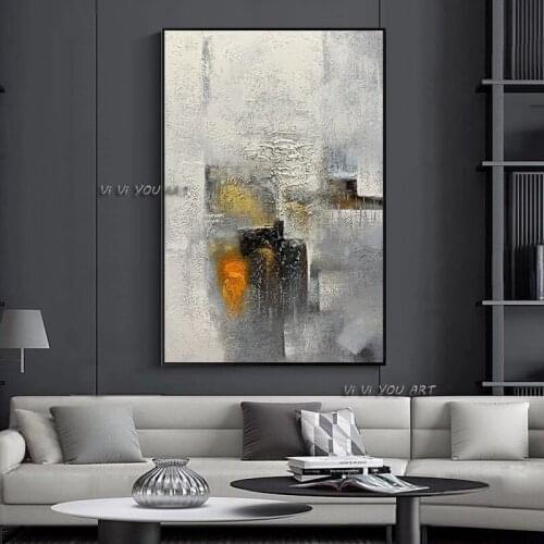 Large Size Contemporary Black and White Modern 100% Handmade Abstract Oil Painting Wall Art Decorative For Living Room Office