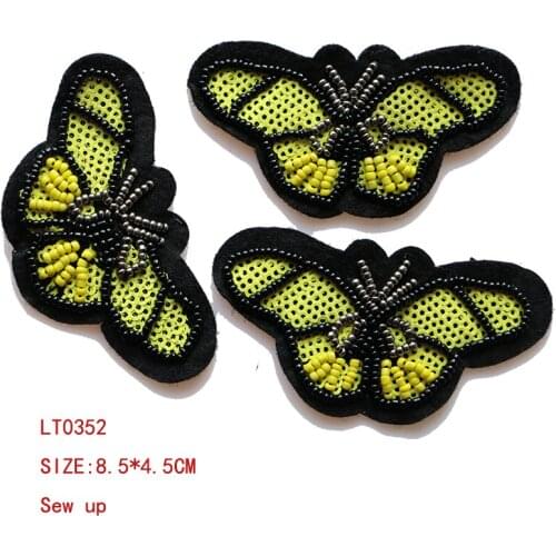 Rhinestone beaded Decorative Patch Butterfly icon Embroidered Applique Patches For DIY Iron on Badges Stickers on bags,clothes
