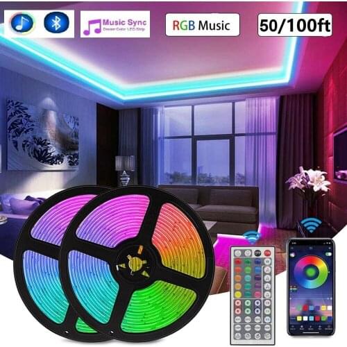 RGB Led Light for Room Bedroom Decoration Smart Led Strip 5050 White Color Flexible Neon Tape with Bluetooth Music 44 Key Remote