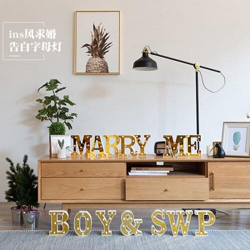 Golden LED Letters Lights Number Lamp Home Night Light For Party Bedroom Wedding Birthday Decorative Letters Letras Luminosas