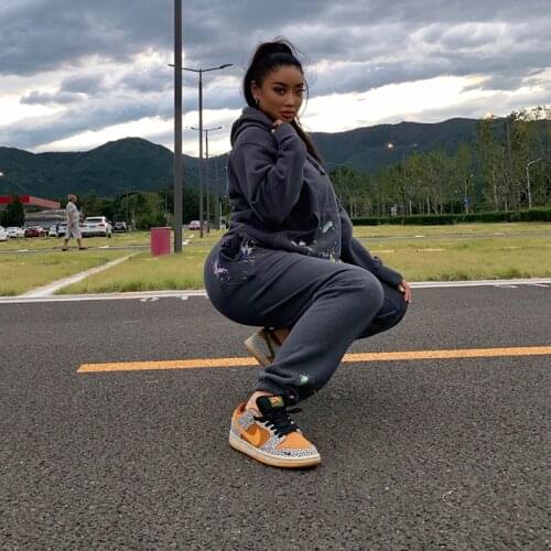 3 Colors Ink-Splashing Craftsmanship, High-Quality Heavy-Weight Washed Distressed Sweatpants Suit Hooded Sweater