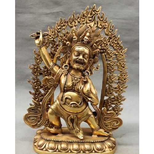 USPS to USA S1492 19" Tibet Brass Temple Buddhism Protect Vajra Vajradhara Mahakala Buddha Statue