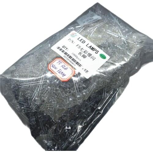 1000PCS F5 RGB LED , SLOW FLASH automatically, DIP-2 , LONG LEGS , 5MM RED BLUE GREEN FULL COLOR water clear