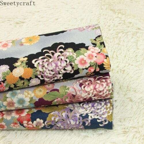 110x45cm High Quality Thick Cotton Fabric By Yard Flower Bronzed Print Tissus DIY Sewing Bag clothing curtain Party Home Decor