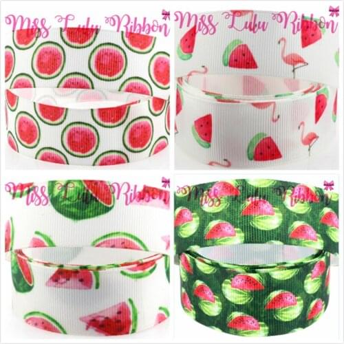 16mm-75mm Watermelon Pattern Printed Grosgrain Ribbon/Foe Fruits DIY Christmas Present Webbing Handmade Hair bow 50 yards/roll