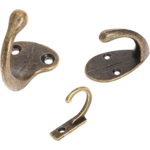 5Pcs/set Hook Antique Bronze Brass Drip shape Hangers Retro Alloy Wall Hat Coat Clothes Towel Robe Vintage Furniture fittings