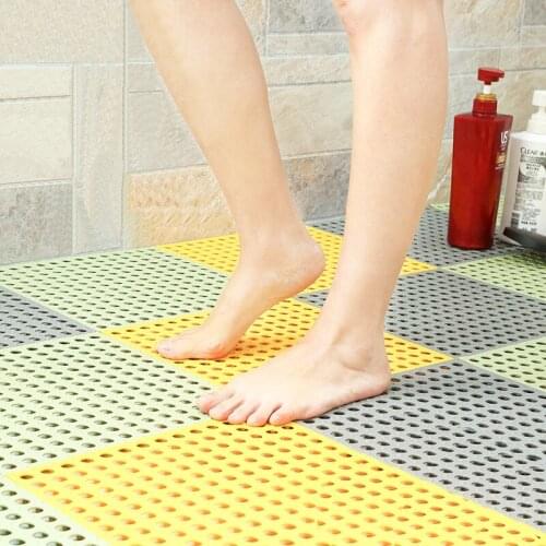 5PCS PVC Bathroom Non-slip Mat Splicing Floor Mats Bathroom Floor Mats Household Toilet Kitchen Splicing Water-proof Floor Mats