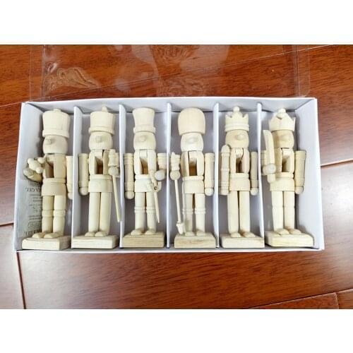 6PCS 12cm Wooden Nutcracker New Year Decor Kids Doll Soldier Merry Christmas Decoration Pendants Ornaments for Xmas Tree Decor