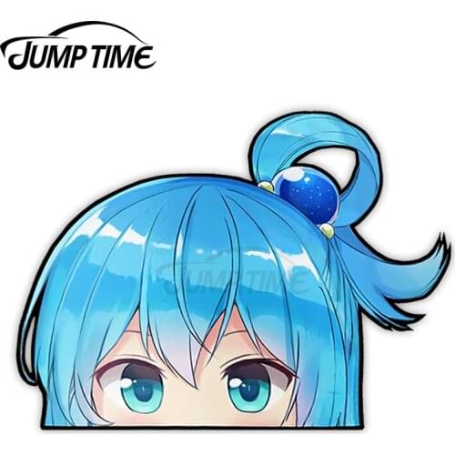 JumpTime 13 x 11.2cm Aqua Kono Subarashii Sekai Ni Shukufuku Wo Peeker Car Stickers Waterproof Scratch-proof Trunk Truck Decal