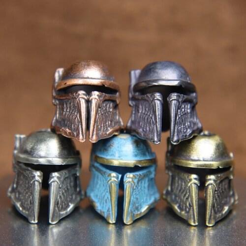 Bounty Hunter Battle Armor Warrior Helmet Brass Knife Bead Lanyard Pendant DIY EDC Outdoor Tool Paracord Accessories Metal Charm