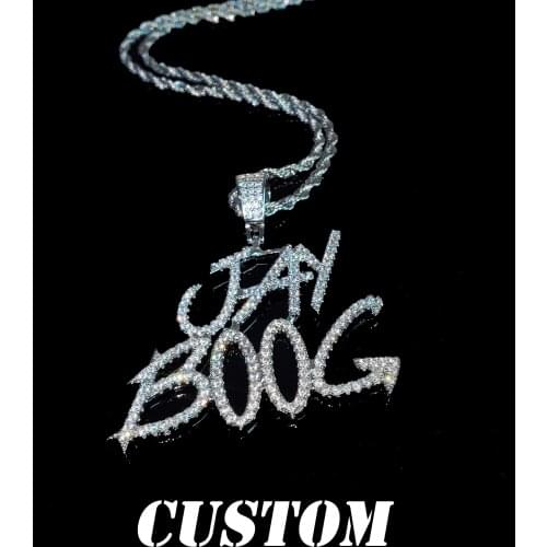 Iced Out Custom Letter Pendant Necklace Chain Hip Hop Accessories Gold Plated Zirconia Jewelry Necklace Custom Name Necklace