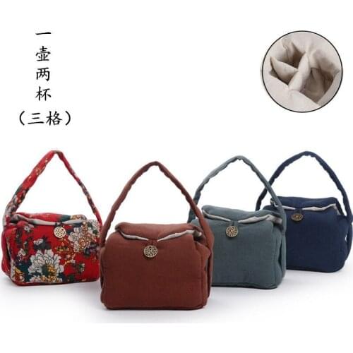 Tea Cozies Travel Tea Set Storeage Bag Portable 1 Pot 2 Cups Cloth Bag Storage Handmade Cotton Linen Suit Drinkware Teaware