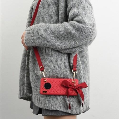 Heat dissipation phone Case For Samsung Galaxy S20 plus ultra Bow Crossbody long chain Weave cover For Note10 Pro Simple cases