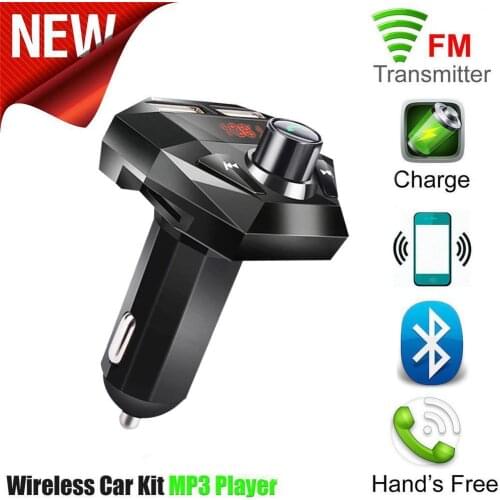 Black Wireless Bluetooth 5.0 Car Kit FM Transmitter Handsfree Hands-free Car Charger Audio Player Dual Receiver USB MP3 3.1 D3R9