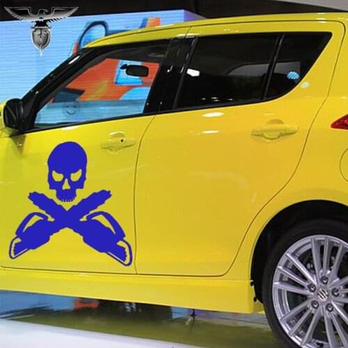 EmpireYing 3 Sizes 8 Colors Loggers Crossbones Skeleton Skull Car Stickers Window Bumper Decals Arborist Forestry Chainsaw
