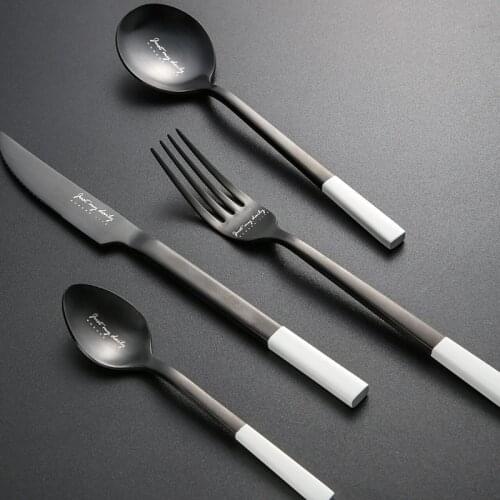 European Cutlery Set Eco Friendly Knife Kitchen Stainless Steel Dinner Set Dining Table Spoon Geschirr Tableware Sets EK50DS