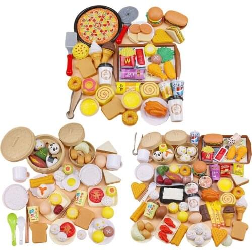 56/58/88Pcs/set Children Simulation Steamer Burger Set Meal Food Kitchenware Kit P31B