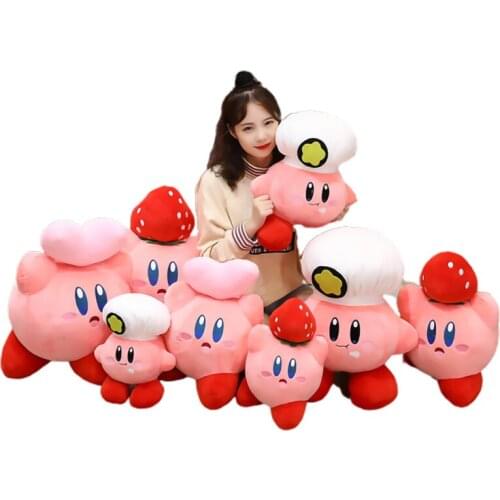 Kawaii Kirby 30/50/60 Cm Anime Peripheral Classic Characters Decor Cos Chef Strawberry Soft Stuffed Plush Dolls Pillow Kids Toys
