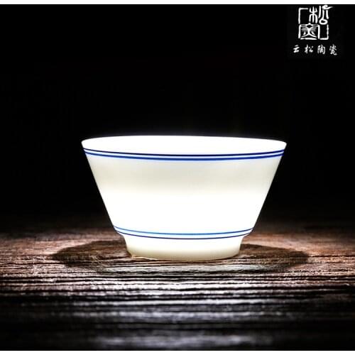 Ceramic Tea Utensil Hand-Painted Ceramic Whiteware Teacup New Creative Drawing Line Single Cup Master Cup Teacups Tea Set Siteel