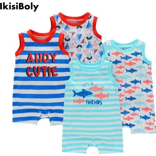 0-12M Baby Boy Rompers Clothes for Newborns Little Girls Summer Short Sleeve 2 Pack Bodysuits Set Toddlers Cotton Jumpsuits 2021