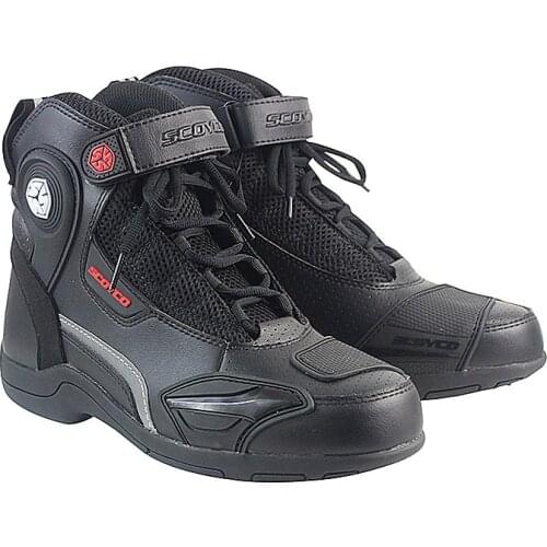 SCOYCO MBT015 Moto Racing Leather Motorcycle Boots Shoes Motorbike Riding Sport Road SPEED Professional Botas Men Women Black