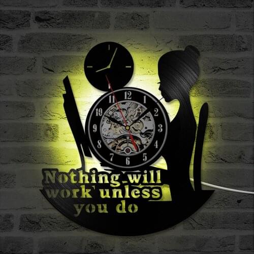 Beauty Reading Girl Hollow CD Record Clock Creative Vinyl LP Record Clock Room Decor LED Clock