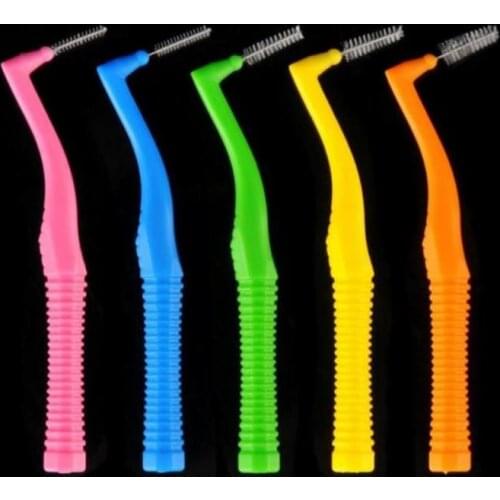 20Pcs/set L Shaped Interdental Brush Floss Interdental Cleaners Orthodontic Teeth Brush Toothpick Oral Hygiene Clean Care Tool