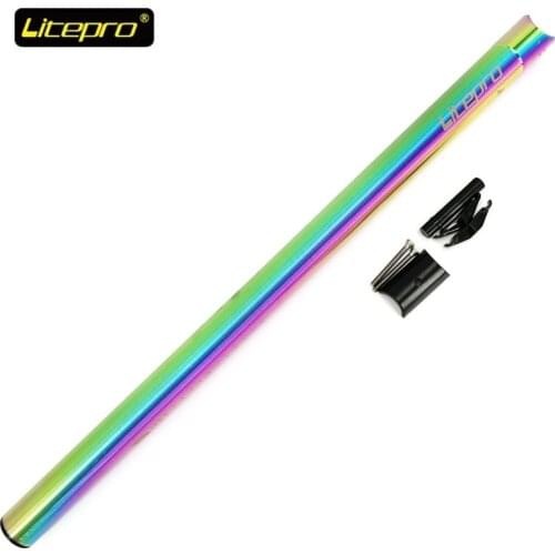 Litepro A61 Bmx Folding Bike Seat Post 33.9mm * 600mm Titanium Plating Aluminum Alloy Seatpost Bicycle Seat Tube