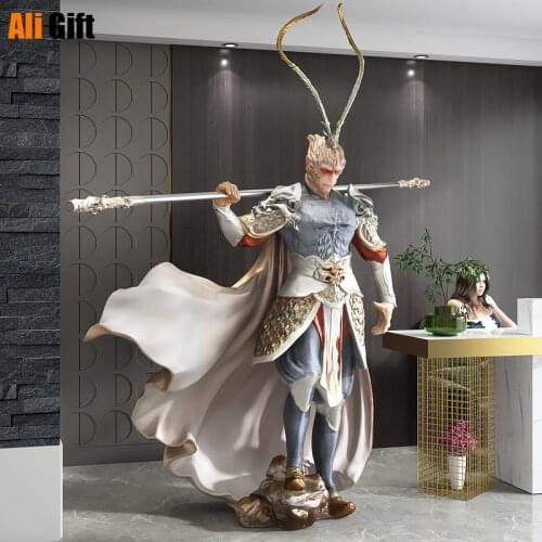 2021New Living Room Decoration Resin Monkey King Buddha Statue Sculpture Ornament Office Figurine Decor Nordic Style Home Statue