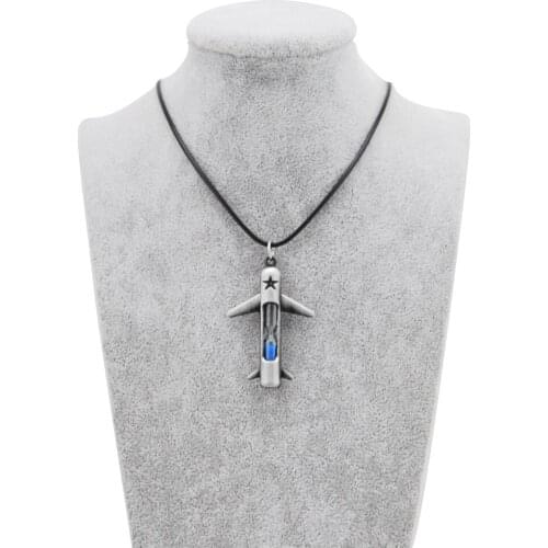 Original New Novelty Hourglass Retro Bomber Pendant Necklace Men Vintage Plane Leather Chain Necklace Women Jewelry Party Gift