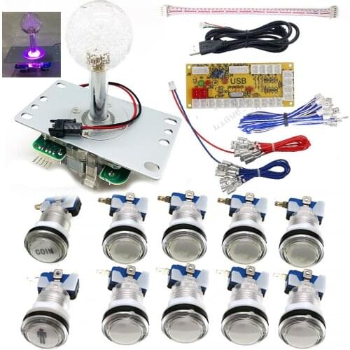 Game control board Arcade Joystick DIY Kit Zero Delay Arcade DIY Kit USB Encoder To PC LED Joystick illuminated Push Buttons