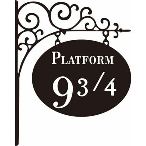 Platform 9 3/4 Art Self-adhesive Exquisite Carving Wall Stickers Black Pvc Stickers Home Furnishing Door Decoration