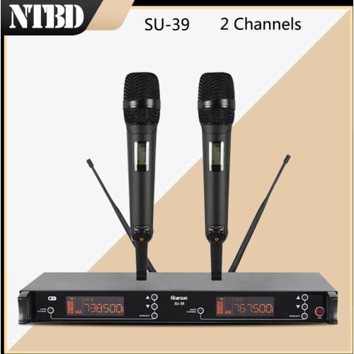 NTBD Stage Performance Church Home KTV Party SU-39 UHF Professional Dual Wireless Microphone System Lavalier/Headset Microphone
