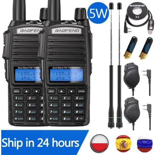 2PCS Baofeng UV-82 5W Walkie Talkie Radio UV82 Dual PTT Two Way Radio Dual Band VHF UHF Radio 10KM Baofeng UV-5R UV-9R Radio