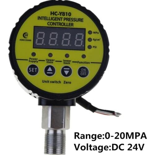 DC24V 0-20Mpa Air Compressor Pressure Switch Digital Pressure Gauge Relay output