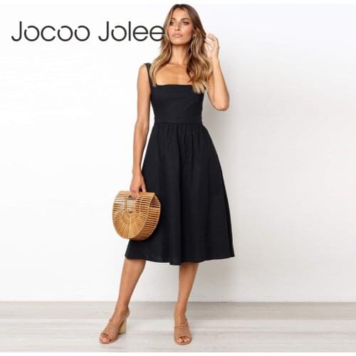 Casual Simple Solid Sundress Women High Waist Sleeveless Slash Neck Midi A-line Dress Plus Size White Black Red Long Dresses