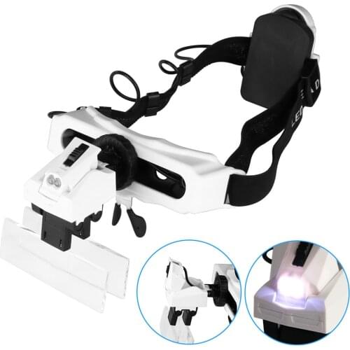 LED Head-Mounted Illuminating Magnifier Glasses For Reading Optivisor Magnifying Glass Loupes Watch Repair Tool