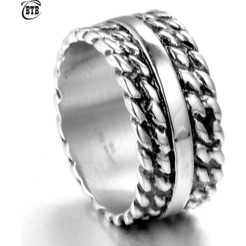 Titanium Stainless Steel Buddha Ring Hot Sale Finger Art Retro Punk Biker Jewelry Wide Chain Ring Buddha Ring Rock Design