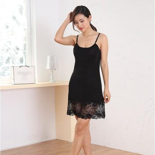 Real Silk Camisole High Grade Sexy Nature Silk Knitted Silk Lace Braces Skirt Petticoat Render Skirt Dress Nightwear Skirt