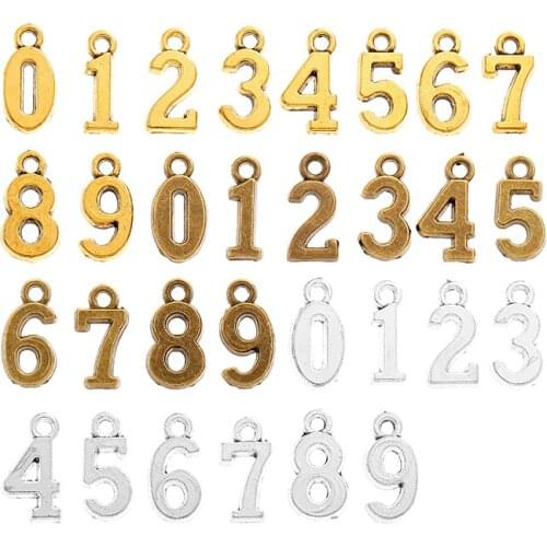YuenZ 10 pcs/Set 3 Colors Metal Alloy number 0-9 digital Charms Pendants Diy Jewelry Accessories 16*8 mm S110