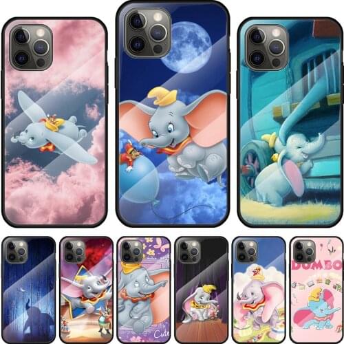 Cute Baby Dumbo Tempered Glass Cover For Apple IPhone 12 Mini 11 Pro XS MAX XR X 8 7 6S 6 Plus Phone Case Coque