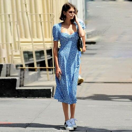 Summer Womens Dress 2021 Sweet Robe Femme Midi Length Polka Dot Bodycon White Dress Square Collar Vestidos De Mujer Casual